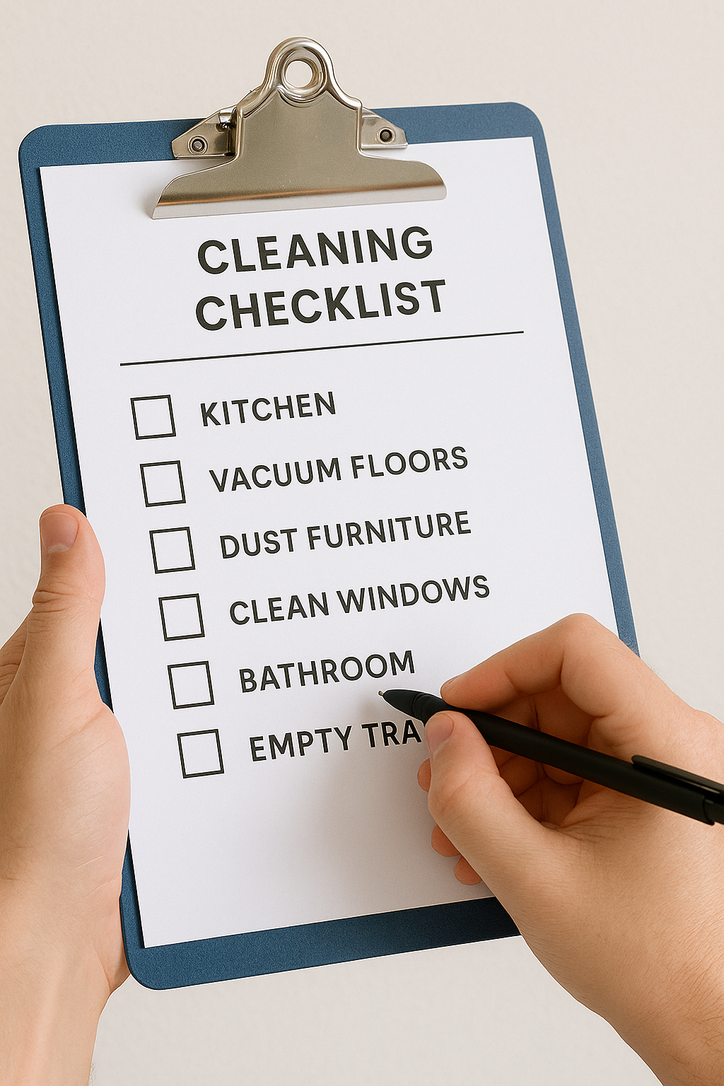 Cleaning checklist
